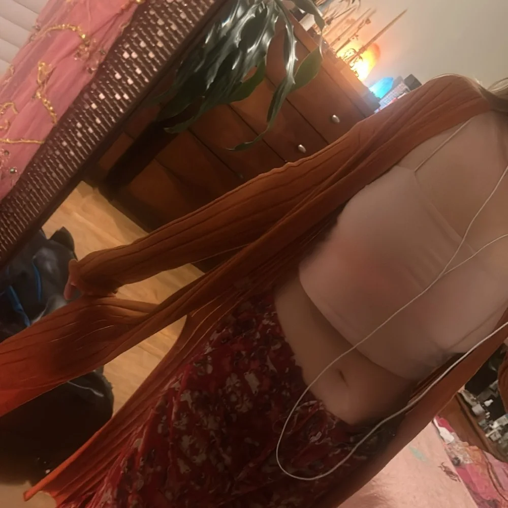 NWOT 🏷️ FREE PEOPLE burnt orange clay cardigan kimono sweater